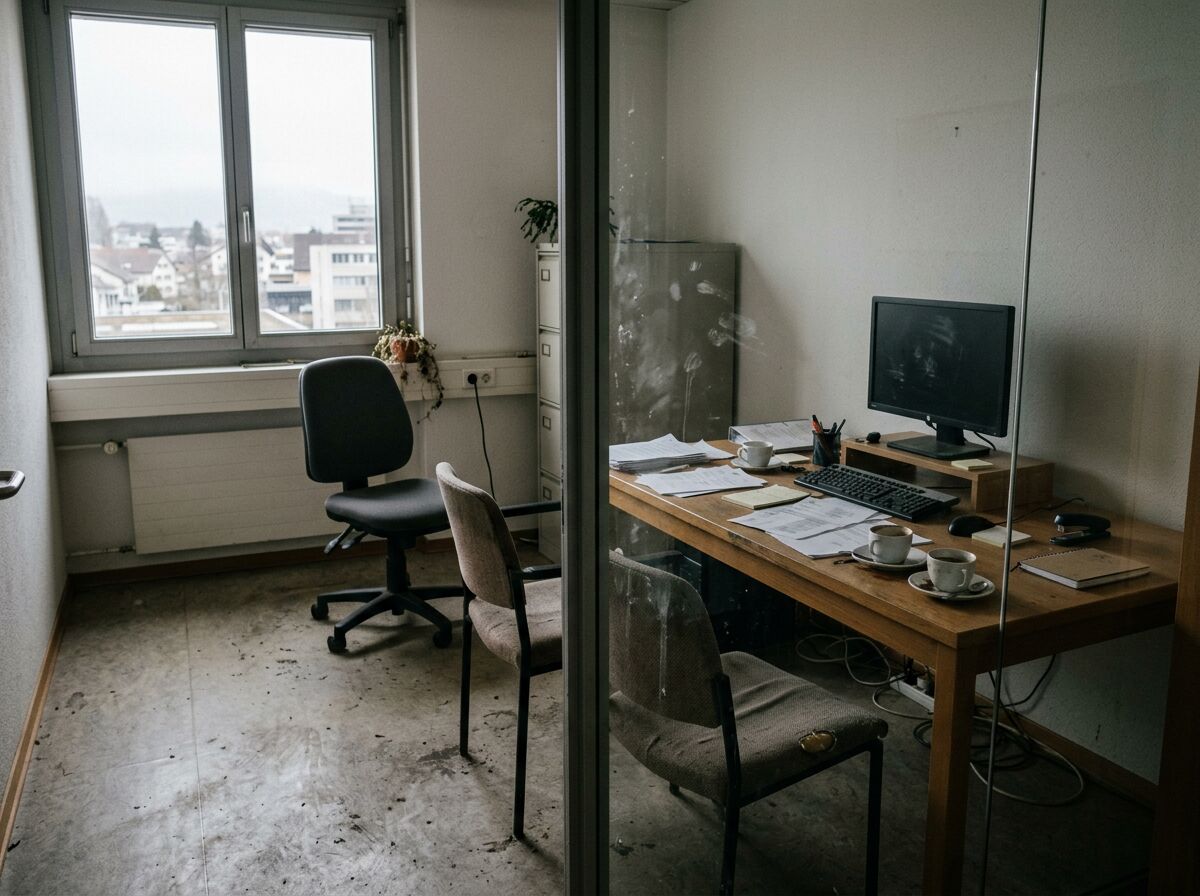 Exemple : bureau avant le nettoyage, poussiéreux et encombré